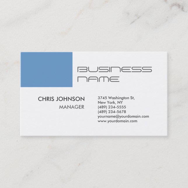 Trendy Blue-Gray White Standard Business Card Visitenkarte (Vorderseite)