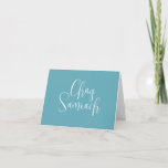 Trendy Blue Happy Hanukkah Card Feiertagskarte<br><div class="desc">These trendy non photo Hanukkah cards feature the words "Chag Sameach" in elegant script typography. Use the template fields to add your personalization. A unique and bright choice for your holiday greeting cards. Order small quantities or order in bulk. To see more designs like this visit www.zazzle.com/dotellabelle</div>