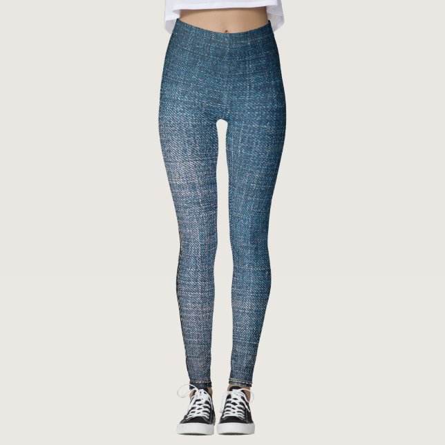 Trendy Blue Jeans Pattern Leggings (Vorderseite)