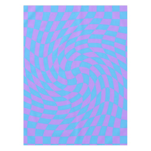 Trendy Blue & Lavender Lila Checkered Pattern Tischdecke