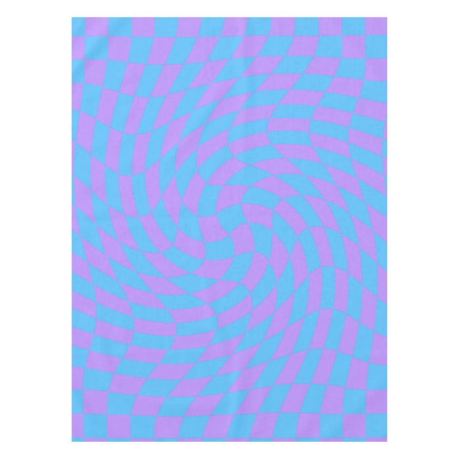 Trendy Blue & Lavender Lila Checkered Pattern Tischdecke (Vorderseite)