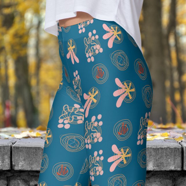 Trendy Blue Ocean Pattern Leggings (Ocean Blue Pattern Leggings)