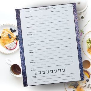 Trendy Blue Pink Food Journal Tägliches Tagebuch Notizblock