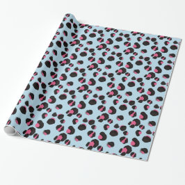 Trendy Blue Pink Leopard Print Animal Dschungel Geschenkpapier