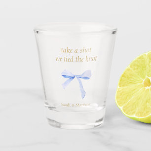 Trendy Blue Ribbon Gastgeschenk Hochzeit Schnapsglas