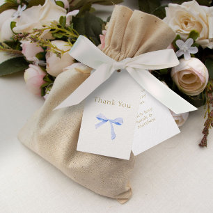 Trendy Blue Ribbon Wedding Thank You Geschenkanhänger