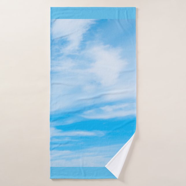 Trendy Blue Sky White Clouds Elegante Custom Badehandtuch (Badehandtuch)