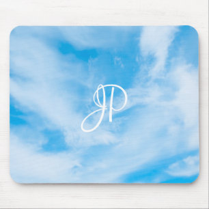 Trendy Blue Sky White Clouds Handgeschriebenes Mon Mousepad