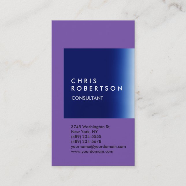 Trendy Blue Stripe Consultant Business Card Visitenkarte (Vorderseite)