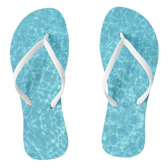 Trendy Blue Water White Slim Straps Template Adult Flip Flops (Fußbett)