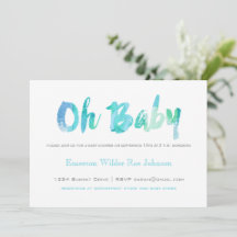 Trendy Blue Watercolor Typografy Baby Boy Showdusc