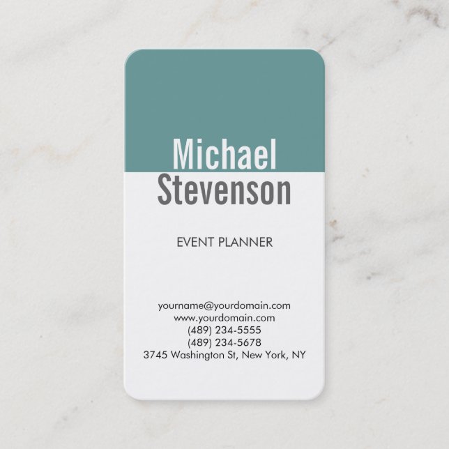 Trendy Blue White Roundner Business Card Visitenkarte (Vorderseite)