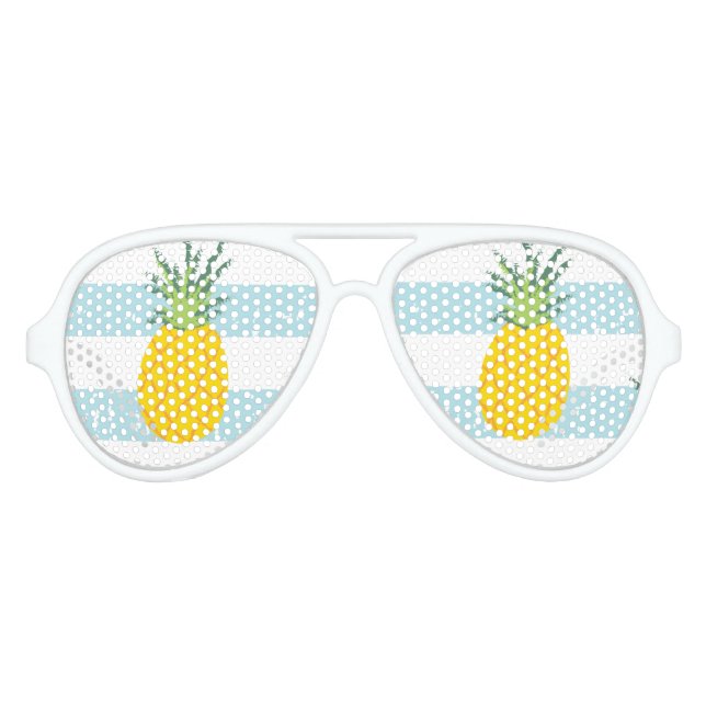 Trendy Blue White Stripes Ananas Muster Partybrille (Vorderseite)