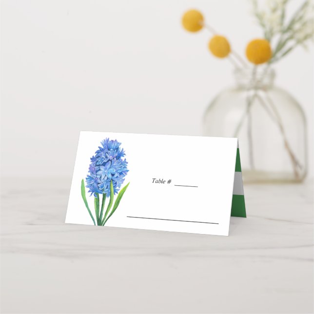 Trendy Blume Blue Hydrangea Hochzeitsplatz Platzkarte (Vorderseite)