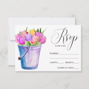 Trendy Blume Eimer von Tulpen rustikale Hochzeit R RSVP Karte