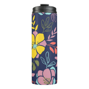 Trendy Blume nahtlos. Kleiner Vintager Flor Thermosbecher