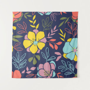 Trendy Blume nahtlos. Kleiner Vintager Flor Wandteppich