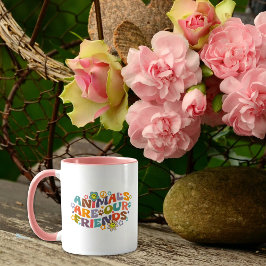 Trendy Blume Retro Tiere sind unsere Freunde Tasse