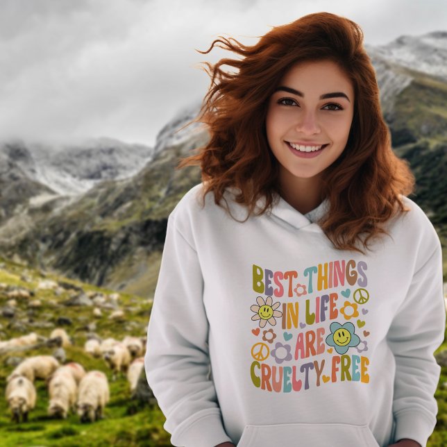 Trendy Blume Retro Vegan Best Things in Life Hoodie (Von Creator hochgeladen)