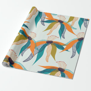 Trendy Blumen nahtlose Muster handgezeichnet farbe Geschenkpapier