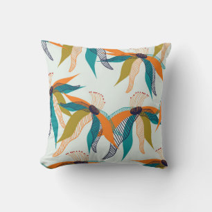 Trendy Blumen nahtlose Muster handgezeichnet farbe Kissen