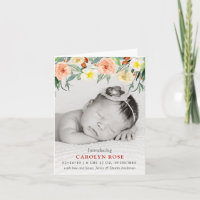 Trendy Blumenblüten-Foto-Geburts-Mitteilung