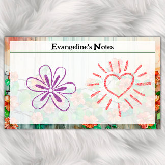 Trendy Blumengarten, Rote Blume 10" x 6" Post-it Klebezettel