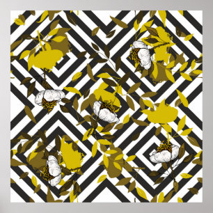 Trendy Blumenmuster. Abgeschiedenes nahtloses Must Poster