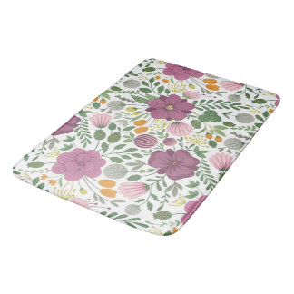 Trendy Blumenmuster Rosa Lila Grünanlage Badematte