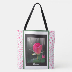 Trendy BlumenTasche, Rote Rose, addieren Namen