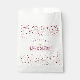 Trendy Blush Burgundy & Gold Confetti Quinceañera Geschenktütchen