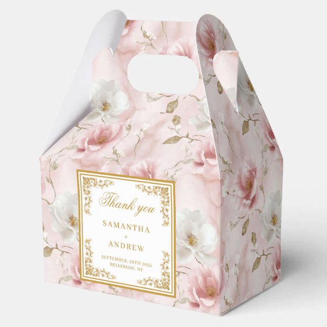 Trendy Blush Elfenbein Aquarell Hochzeit dank Geschenkschachtel (Trendy blush ivory gold watercolor wedding thanks favor boxes)