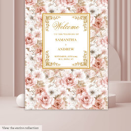 Trendy Blush Elfenbein Aquarell Hochzeitsbanner Wandteppich