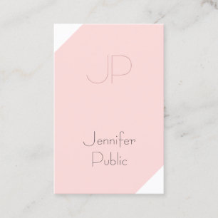 Trendy Blush Pink Creative Monogram Clean Luxe Visitenkarte
