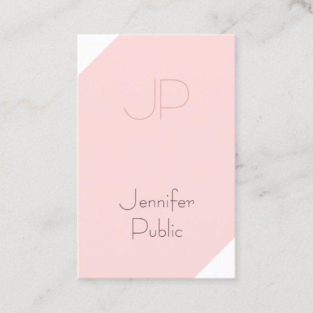 Trendy Blush Pink Creative Monogram Clean Luxe Visitenkarte (Vorderseite)