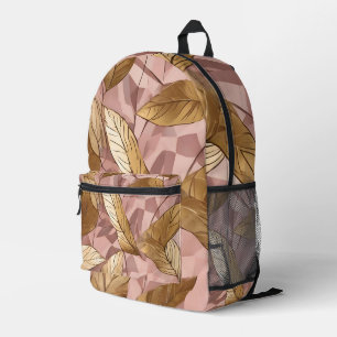 Trendy Blush Pink Gold Boho Blätter Collection Bedruckter Rucksack