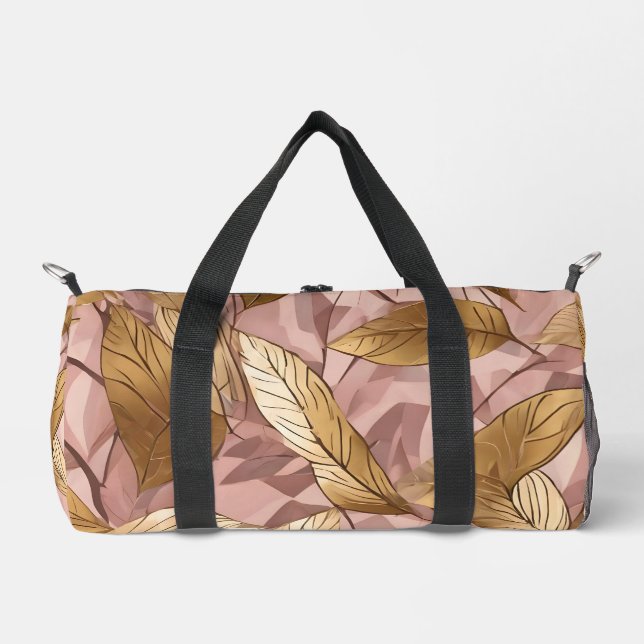Trendy Blush Pink Gold Boho Blätter Collection Duffle Bag (Vorderseite)