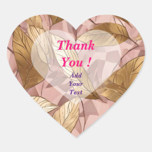 Trendy Blush Pink Gold Boho Blätter Collection Herz-Aufkleber