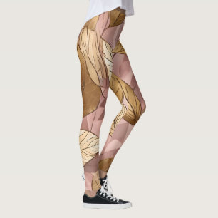 Trendy Blush Pink Gold Boho Blätter Collection Leggings