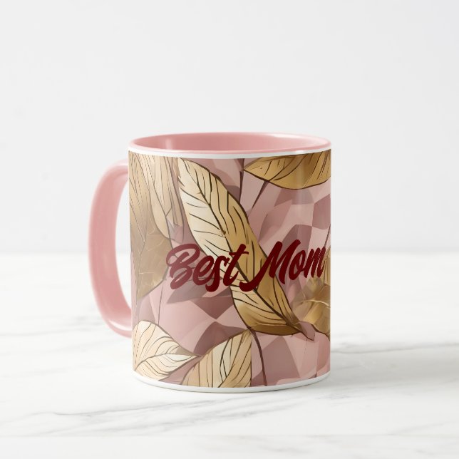 Trendy Blush Pink Gold Boho Blätter Collection Tasse (Vorderseite Links)