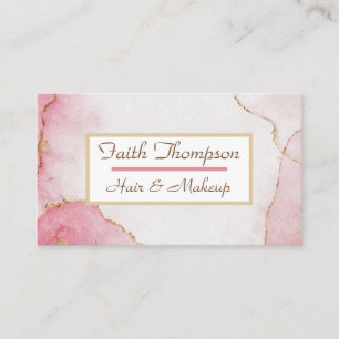Trendy Blush Pink Marble Gold Hair Stylist Visitenkarte