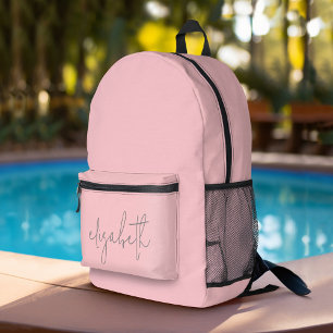 Trendy blush pink - moderner skriptgrauer Name Bedruckter Rucksack