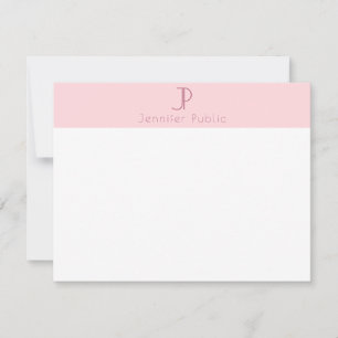 Trendy Blush Pink Monogram Elegantes einfaches Des Mitteilungskarte