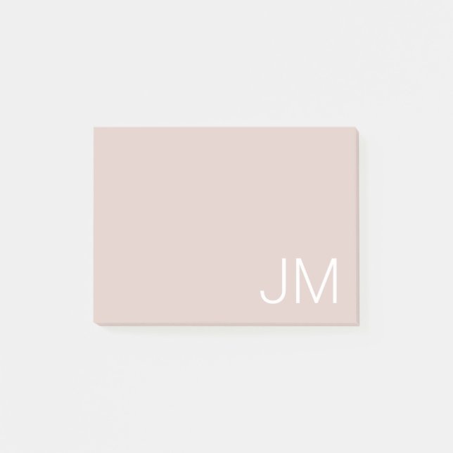 Trendy Blush Pink Oversified Mit Monogramm Initial Post-it Klebezettel (Vorderseite)