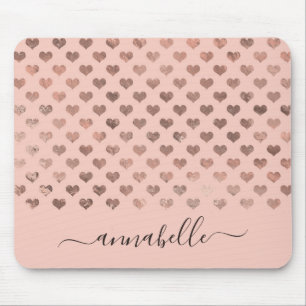 Trendy Blush Pink Rose Gold Herz Name Mousepad