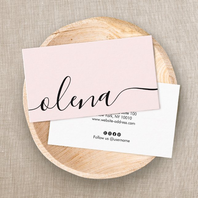 Trendy Blush Pink Script Calligraphy Visitenkarte (Von Creator hochgeladen)