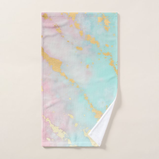 Trendy Blush Pink Soft Mint Gold Luxury Collection Badhandtuch Set (Handtuch)