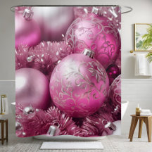 Trendy Blush Pink Weihnachtsball Duschvorhang