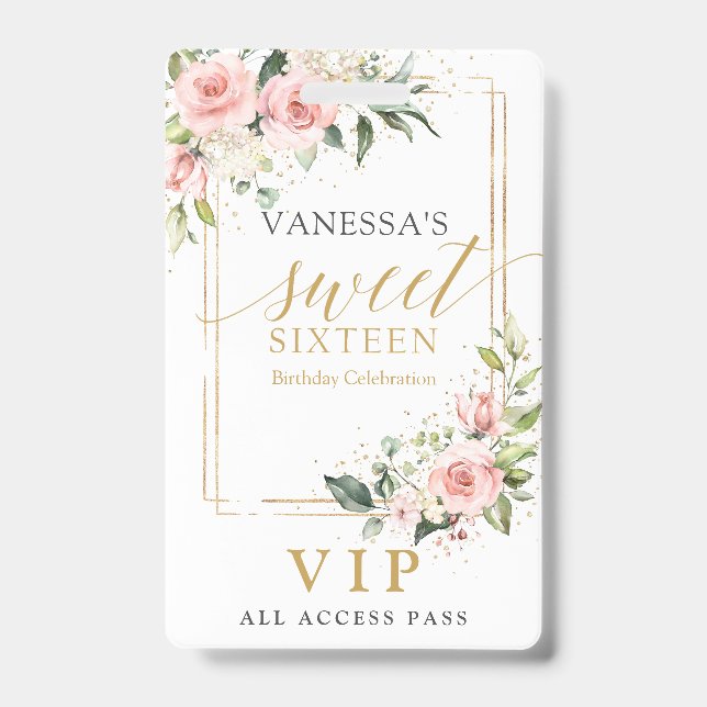 Trendy Blütengold Glitzern Salbei süß 16. Ausweis (Vorderseite)