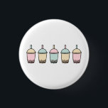 Trendy Boba Button<br><div class="desc">Dieses trendige Design besticht durch das beliebte Getränk aus Boba-Milch-Tee in verschiedenen Pastellfarben.</div>
